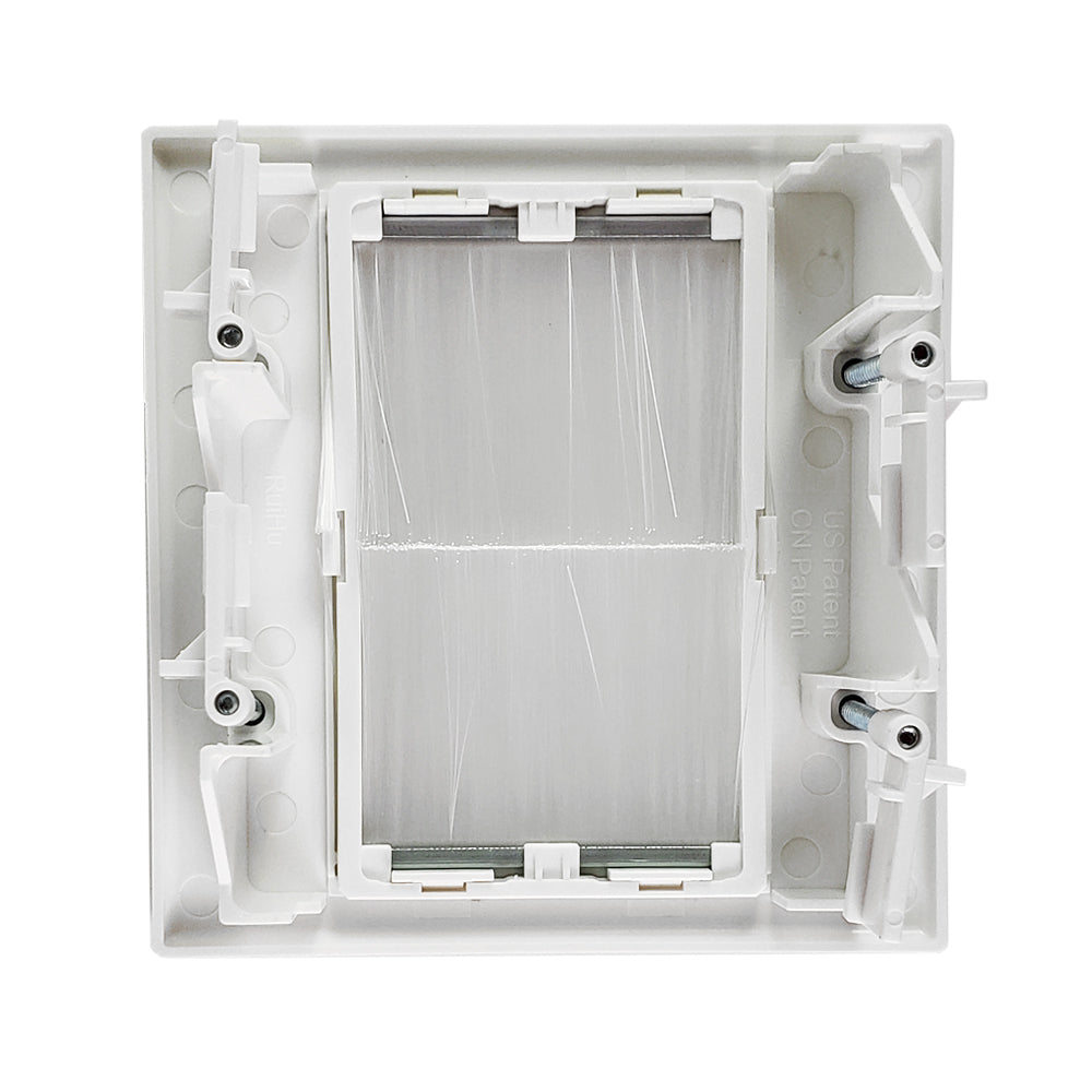 Cable Pass-Through Wall Plate - Brush Style with Wall Clip - Double Gang - White – Generic – Pass-Through Wall Plates (photo 2)