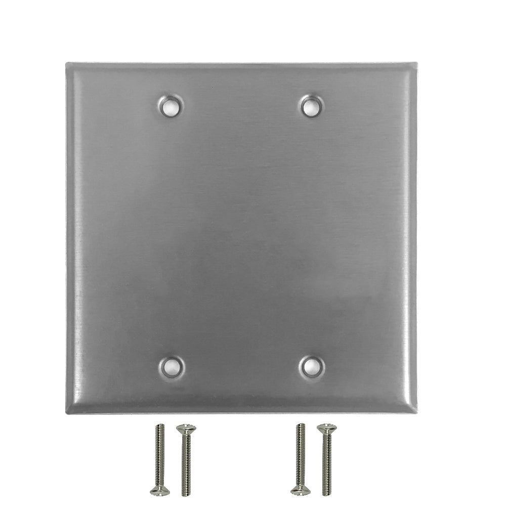 Double Gang - Blank - Stainless Steel Wall Plate – Generic