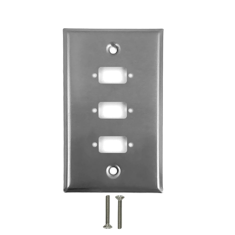 Single Gang - 3x ICDB Cutout - Stainless Steel Wall Plate – Generic