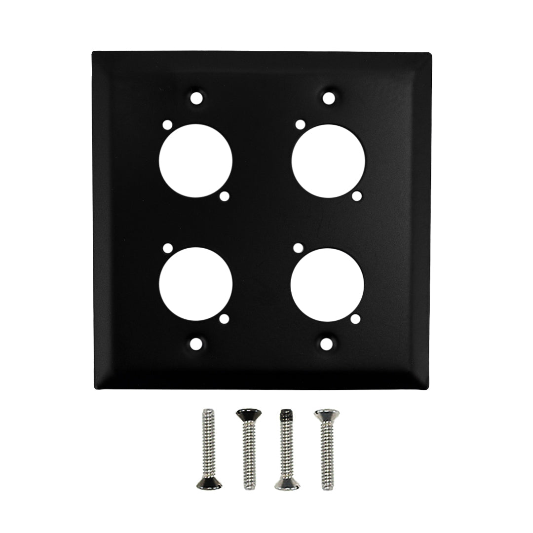 Double Gang - 4x D-Cut - Stainless Steel Wall Plate - Black – Generic