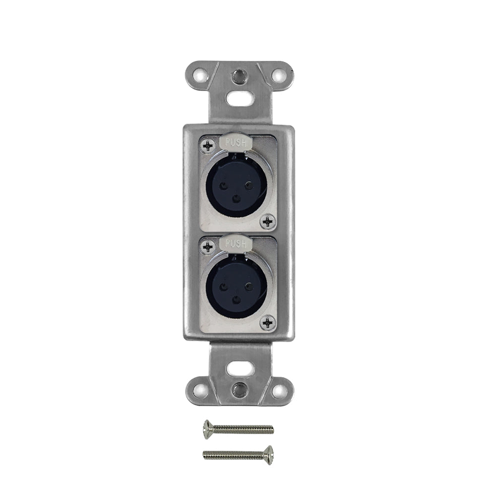 Stainless Steel Decora Strap - 2x XLR Female, Locking – Generic – Wall Plate Kits