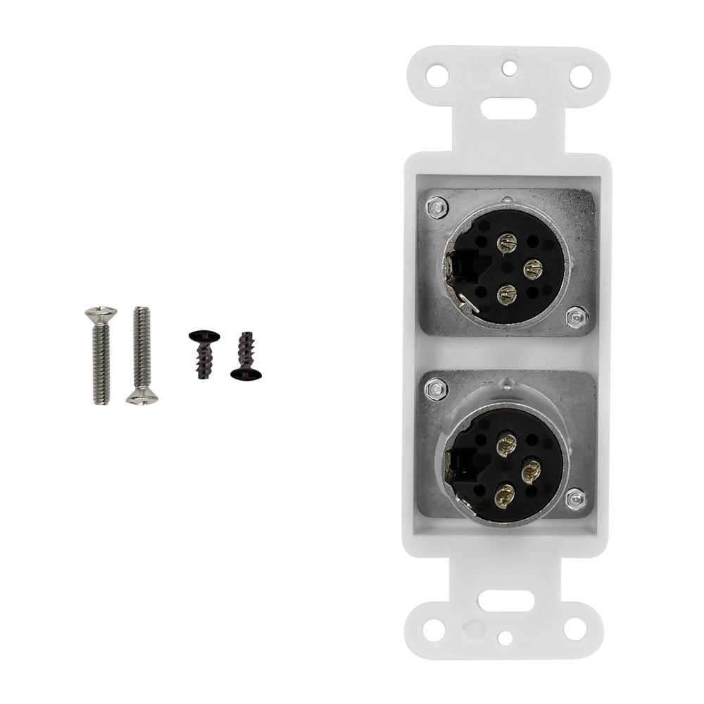 White Decora Strap - 2x XLR Female, Locking – Generic – Wall Plate Kits (photo 2)
