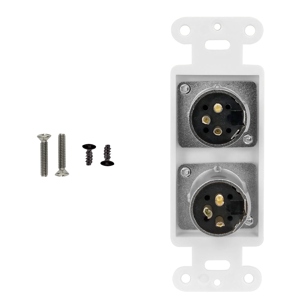 White Decora Strap - 2x XLR Male – Generic – Wall Plate Kits (photo 2)