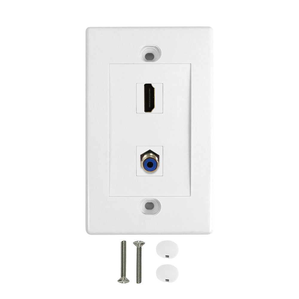 1-Port HDMI + 1-Port Digi-Coax Wall Plate Kit - White – Generic