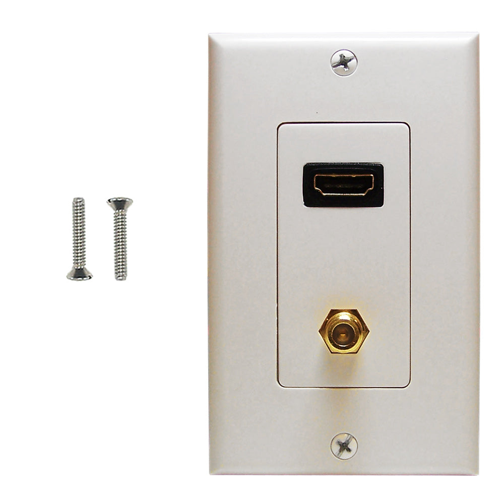 1-Port HDMI + 1-Port F-Type Wall Plate Kit Decora White – Generic – Wall Plate Kits