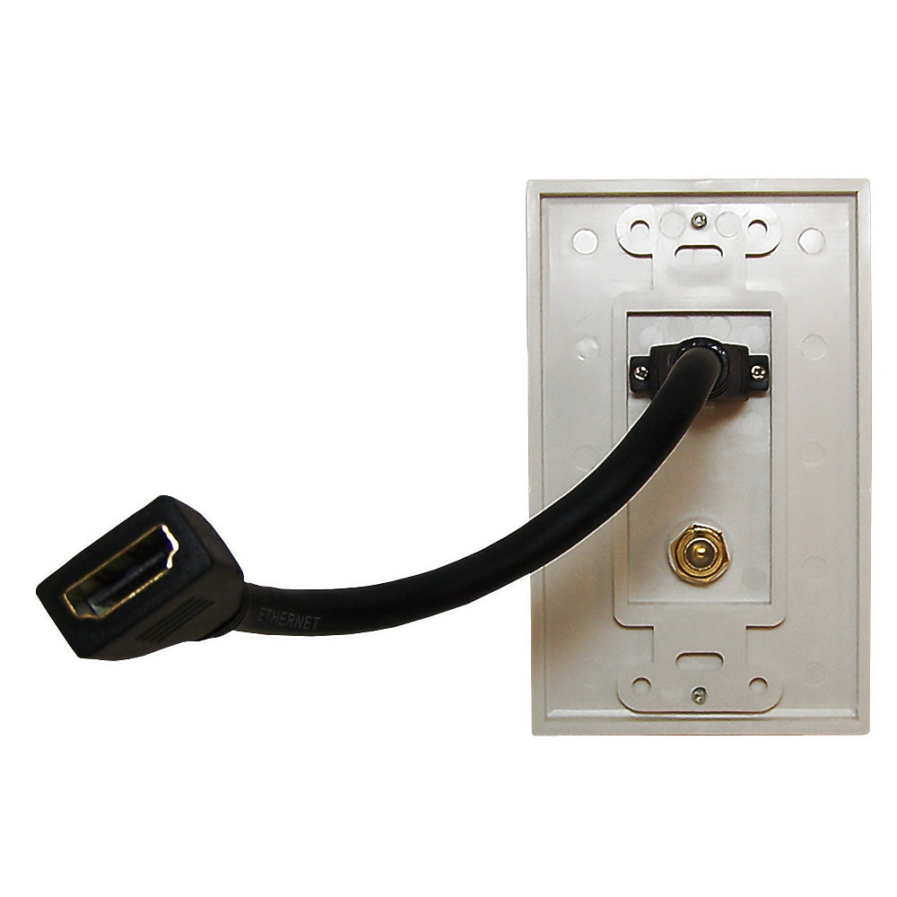 1-Port HDMI + 1-Port F-Type Wall Plate Kit Decora White – Generic – Wall Plate Kits (photo 2)