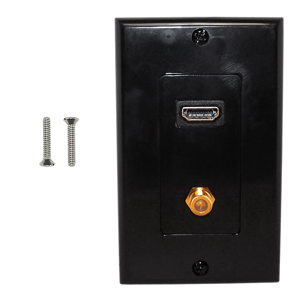 1-Port HDMI + 1-Port F-Type Wall Plate Kit Decora Black – Generic