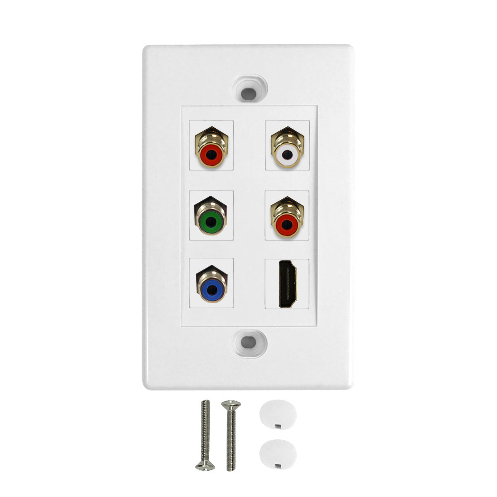 Component + HDMI + Left/Right Audio Wall Plate Kit - White – Generic
