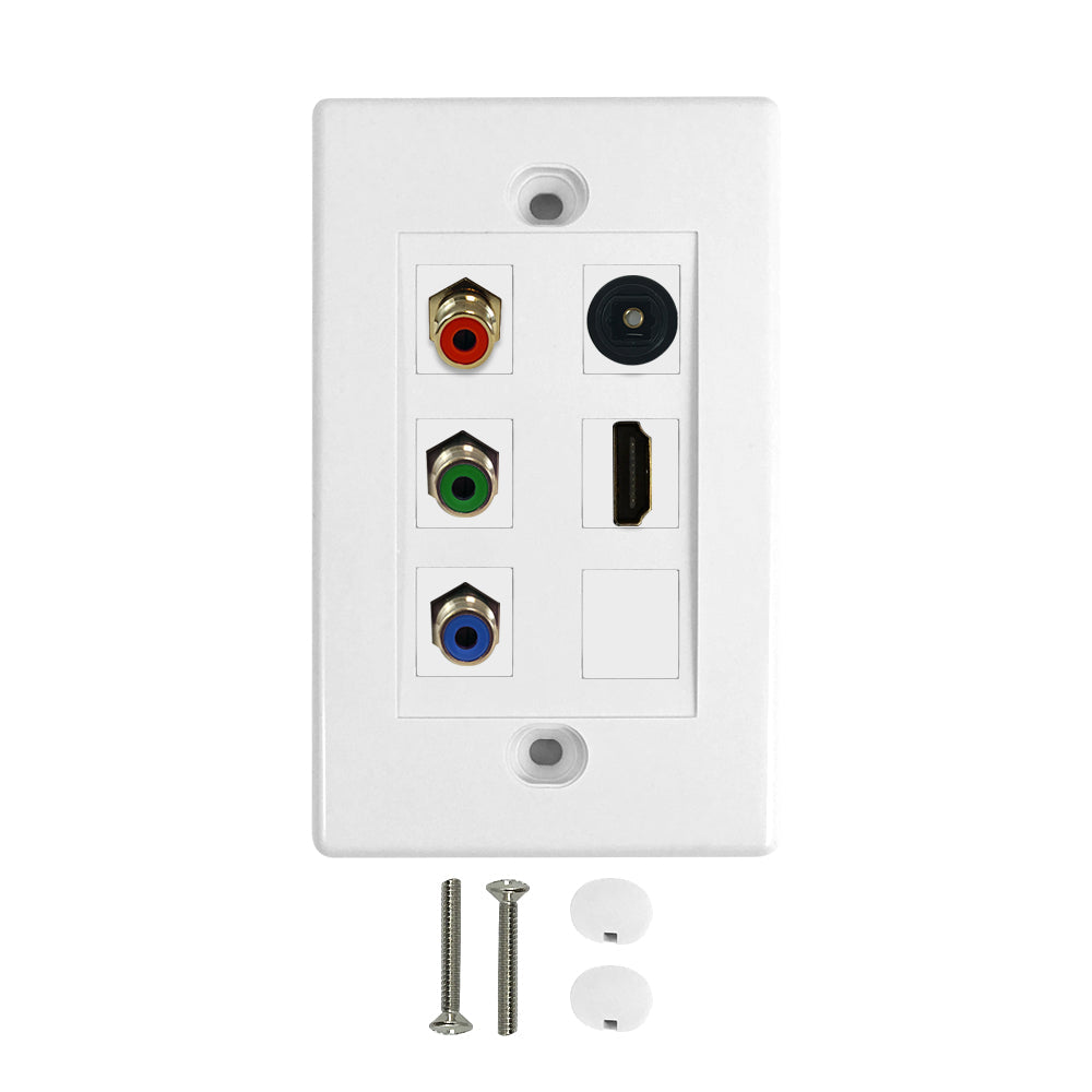 Component + HDMI + Toslink Wall Plate Kit - White – Generic – Wall Plate Kits