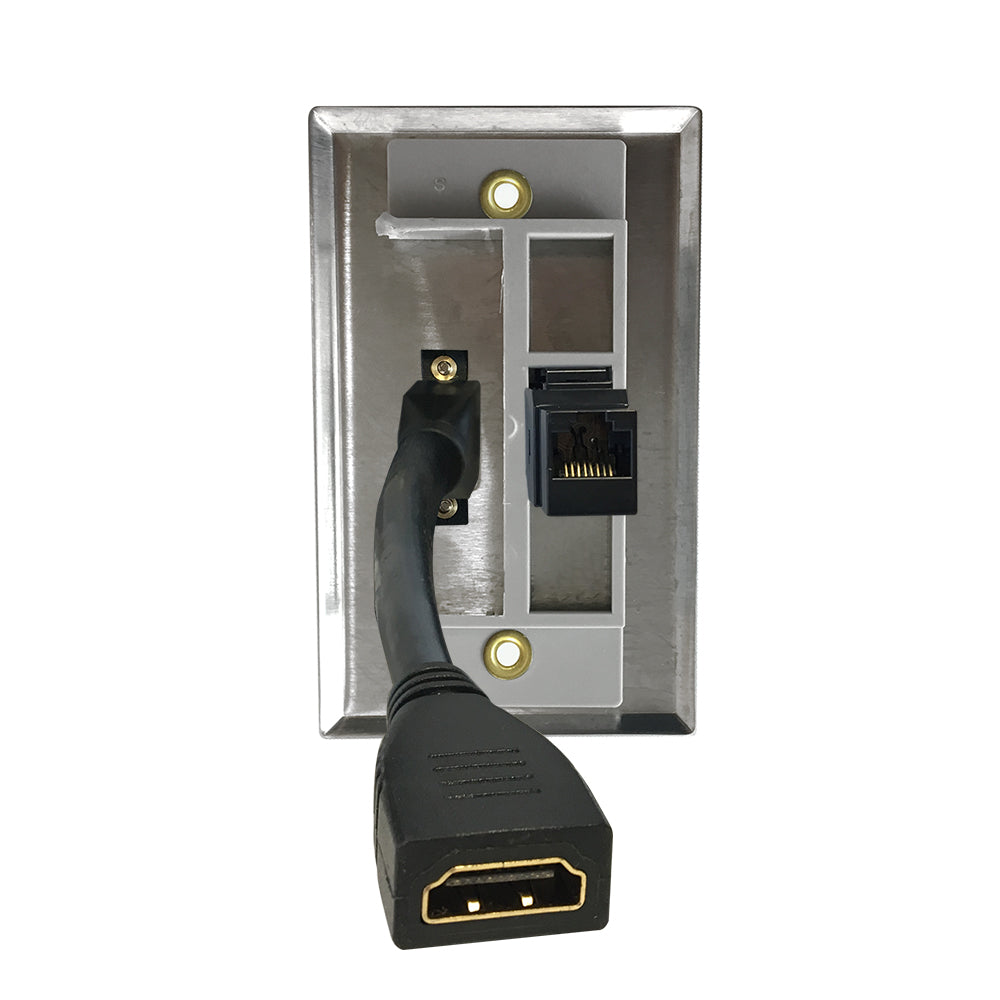 Single Gang SS Wall Plate Kit (1x HDMI, 1x CAT6) – Generic – Wall Plate Kits (photo 2)