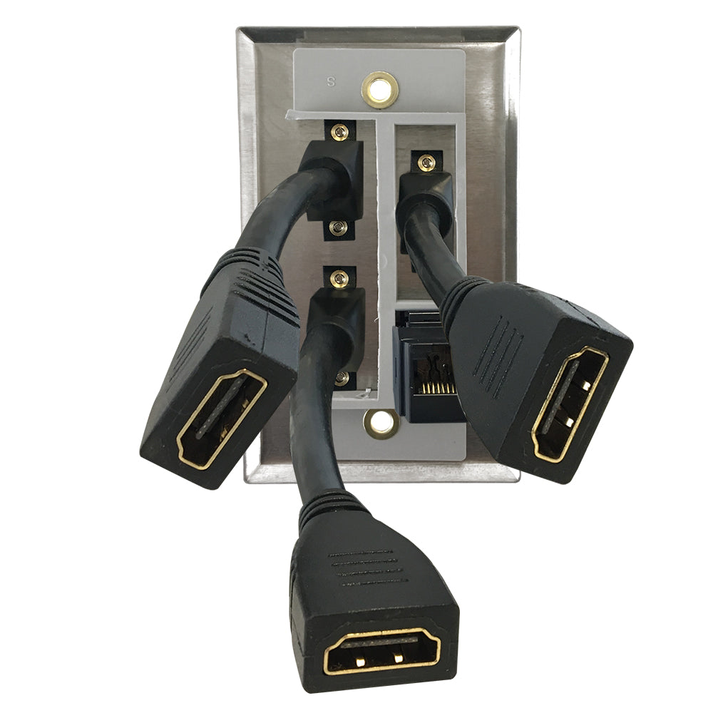 Single Gang SS Wall Plate Kit (3x HDMI, 1x CAT6) – Generic – Wall Plate Kits (photo 2)