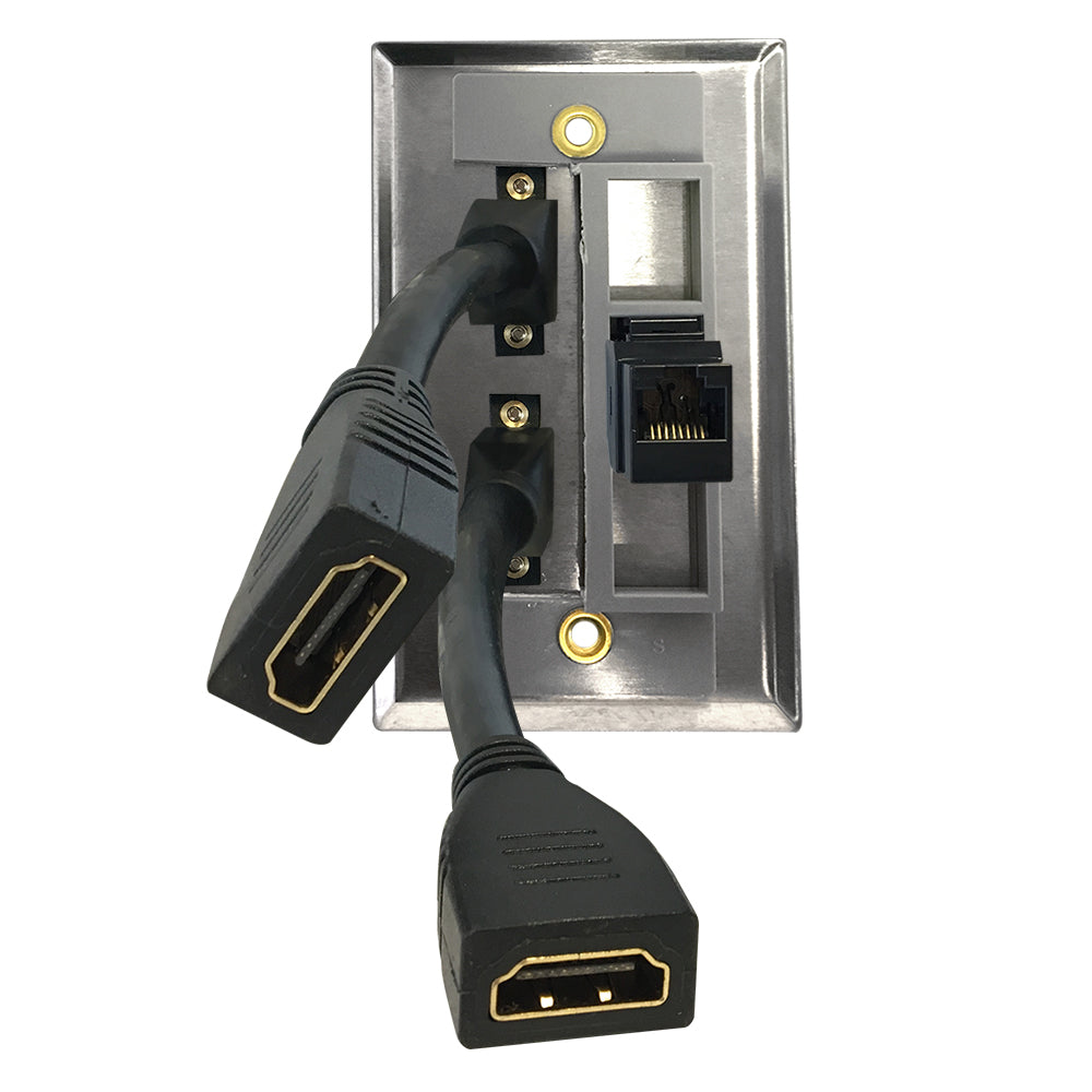 Single Gang SS Wall Plate Kit (2x HDMI, 1x CAT6) – Generic – Wall Plate Kits (photo 2)
