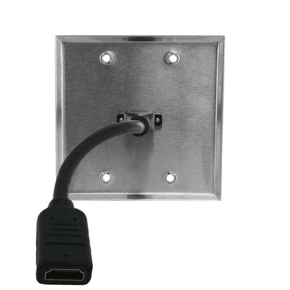 HDMI Double Gang Wall Plate Kit - Stainless Steel – Generic – Wall Plate Kits (photo 2)