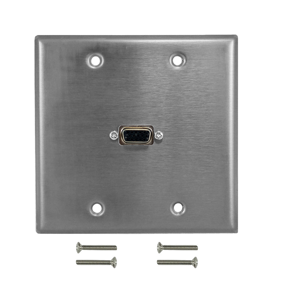 VGA Double Gang Wall Plate Kit - Stainless Steel – Generic