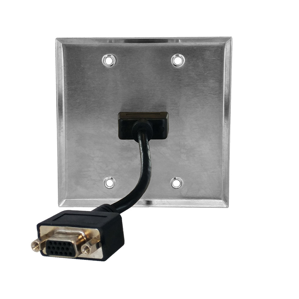 VGA Double Gang Wall Plate Kit - Stainless Steel – Generic – Wall Plate Kits (photo 2)
