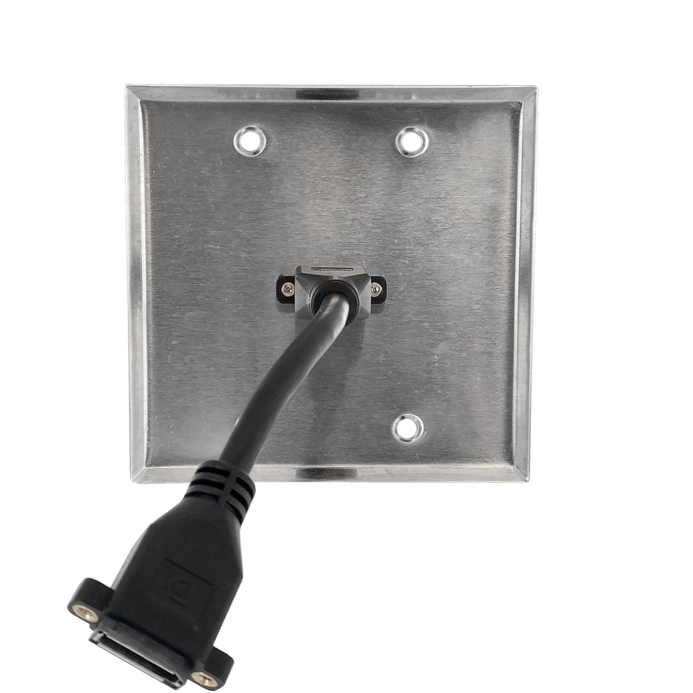 DisplayPort Double Gang Wall Plate Kit - Stainless Steel – Generic – Wall Plate Kits (photo 2)