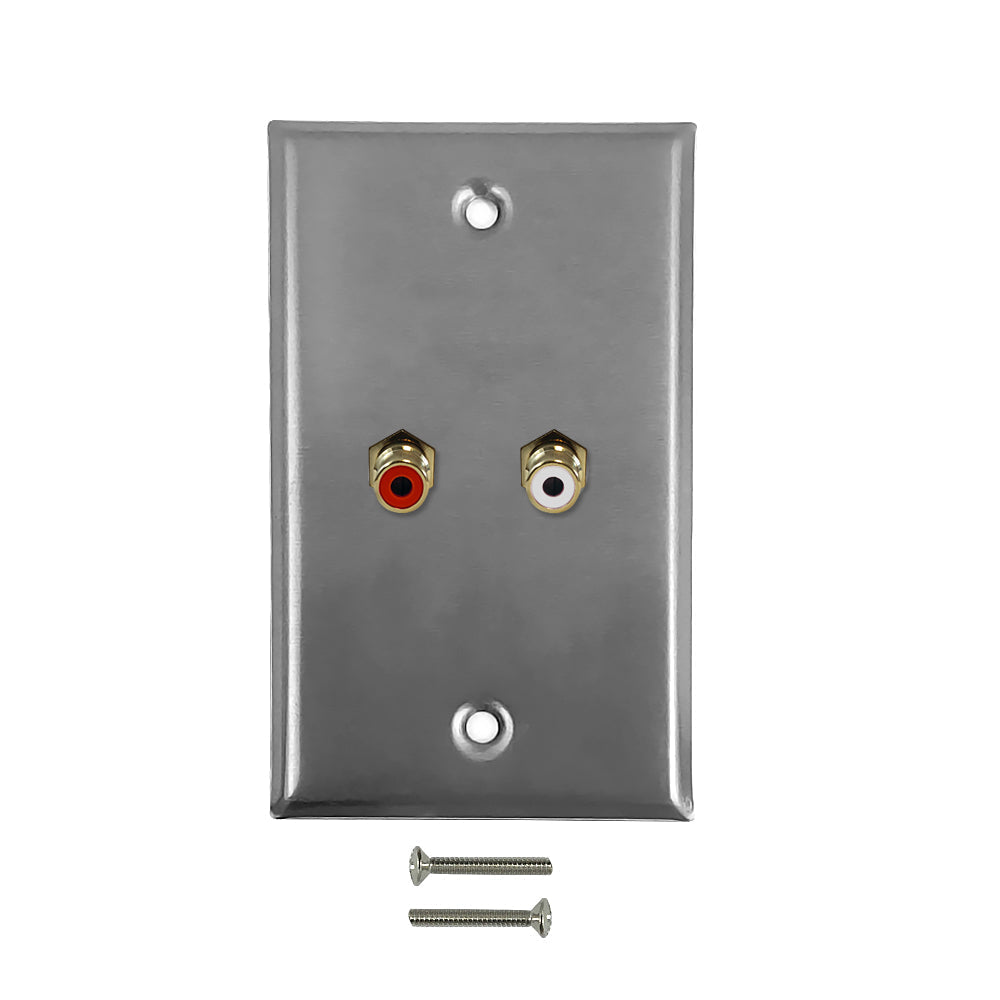 RCA Left/Right Audio Single Gang Wall Plate Kit - Stainless Steel – Generic – Wall Plate Kits