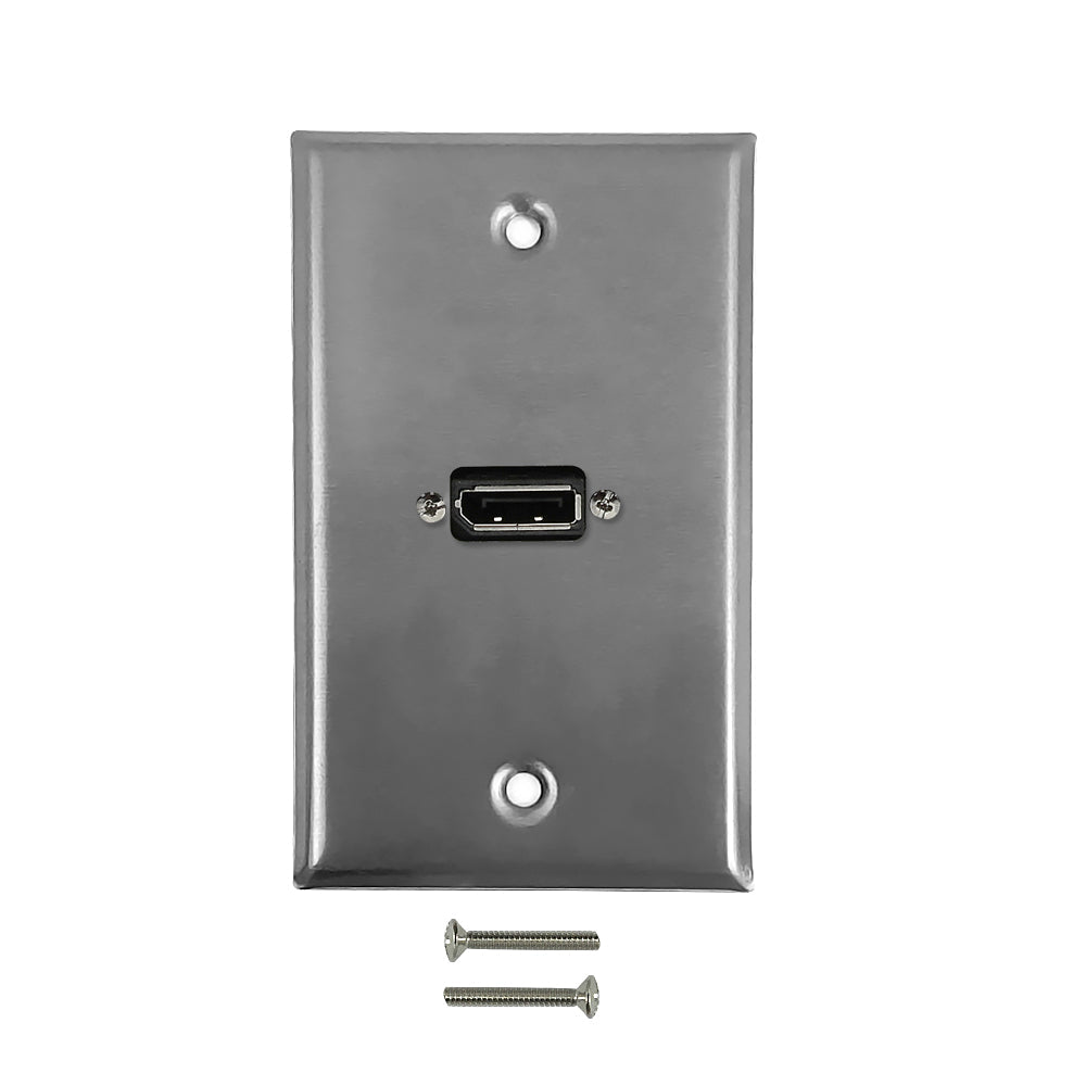 1-Port DisplayPort Wall Plate Kit - Stainless Steel – Generic