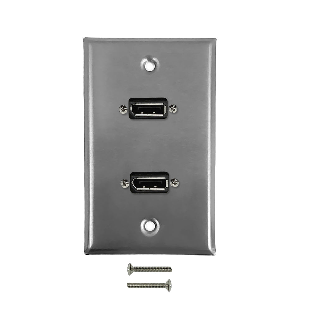 2-Port DisplayPort Wall Plate Kit - Stainless Steel – Generic
