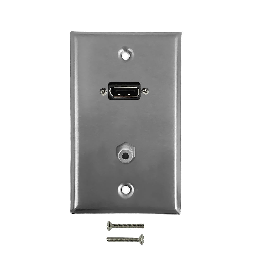 DisplayPort, 3.5mm Single Gang Wall Plate Kit - Stainless Steel – Generic