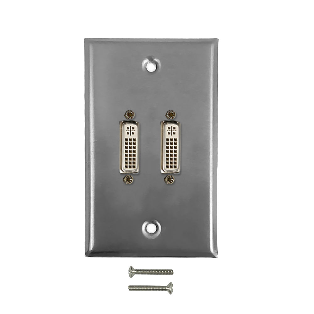 2-Port DVI Wall Plate Kit - Stainless Steel – Generic