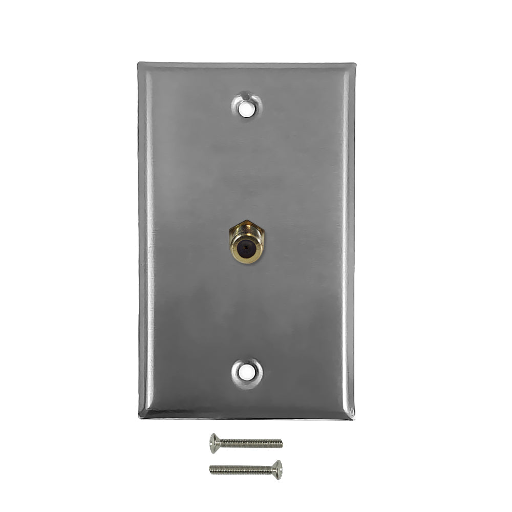 Coax F-Type Single Gang Wall Plate Kit - Stainless Steel – Generic