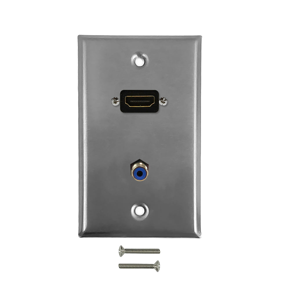 HDMI, Digi-Coax Single Gang Wall Plate Kit - Stainless Steel – Generic