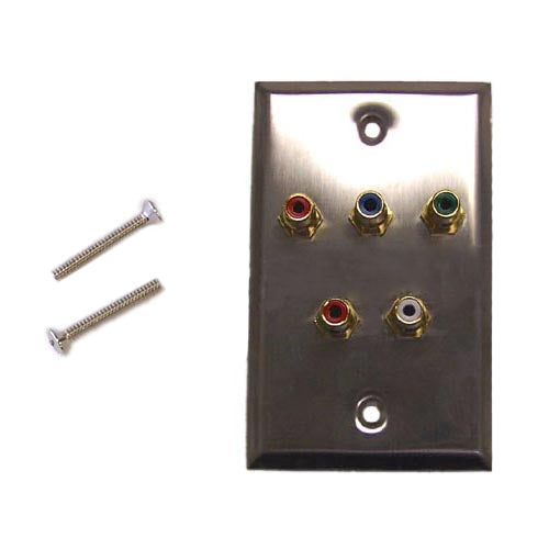 RCA Component + Left/Right Audio Single Gang Wall Plate Kit - Stainless Steel – Generic – Wall Plate Kits