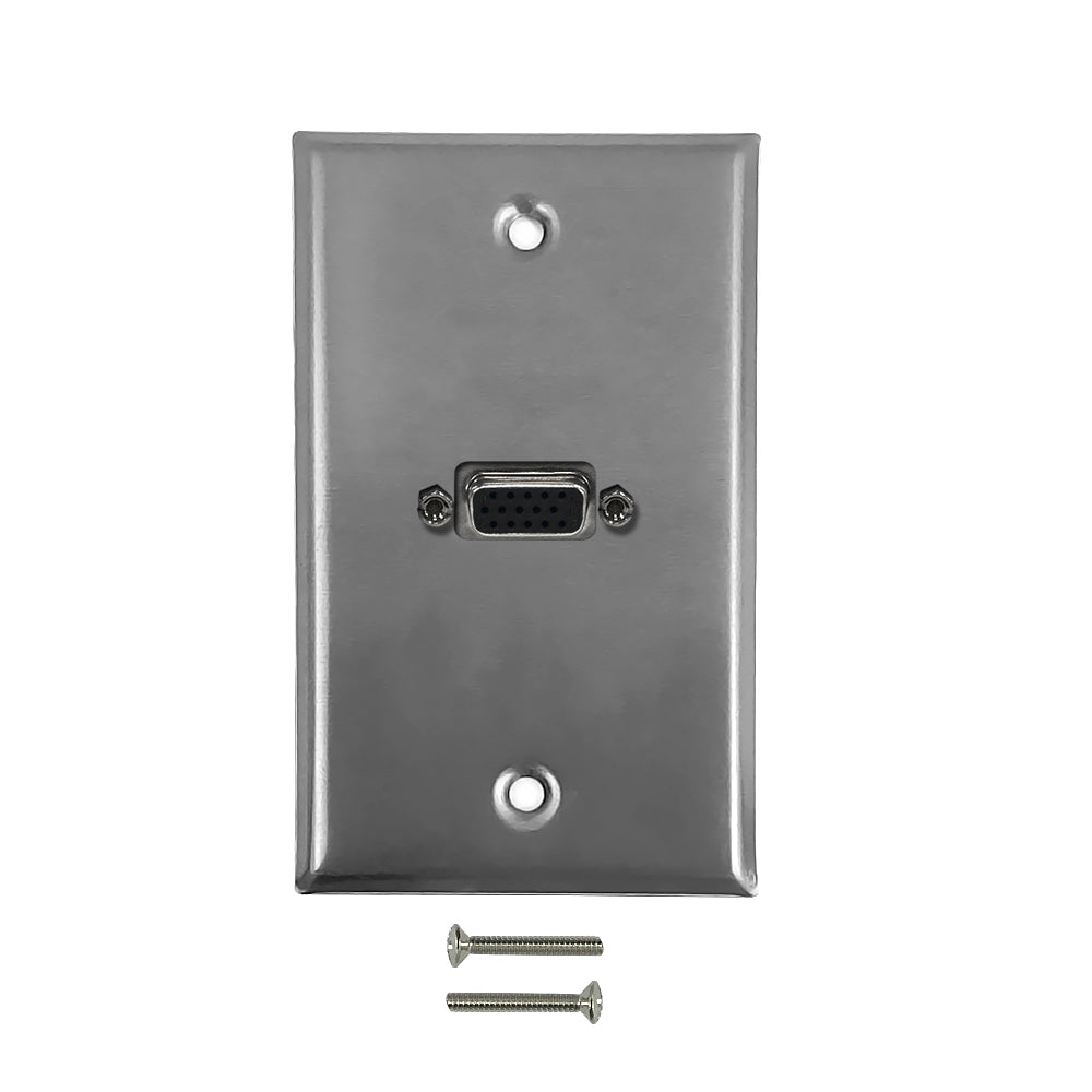 1-Port VGA Wall Plate Kit - Stainless Steel – Generic