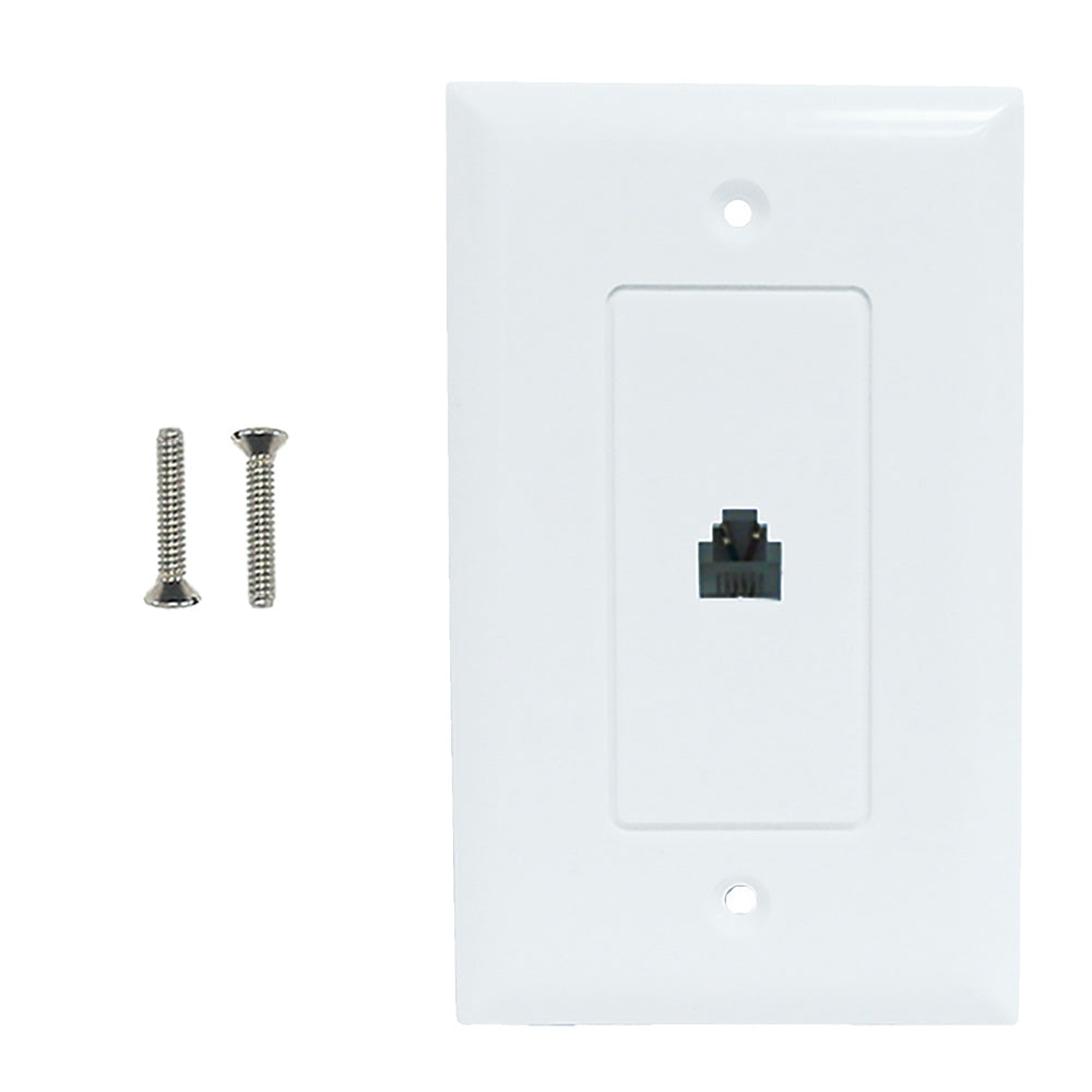 Single gang decora style telephone wall plate 6P4C - White – Generic