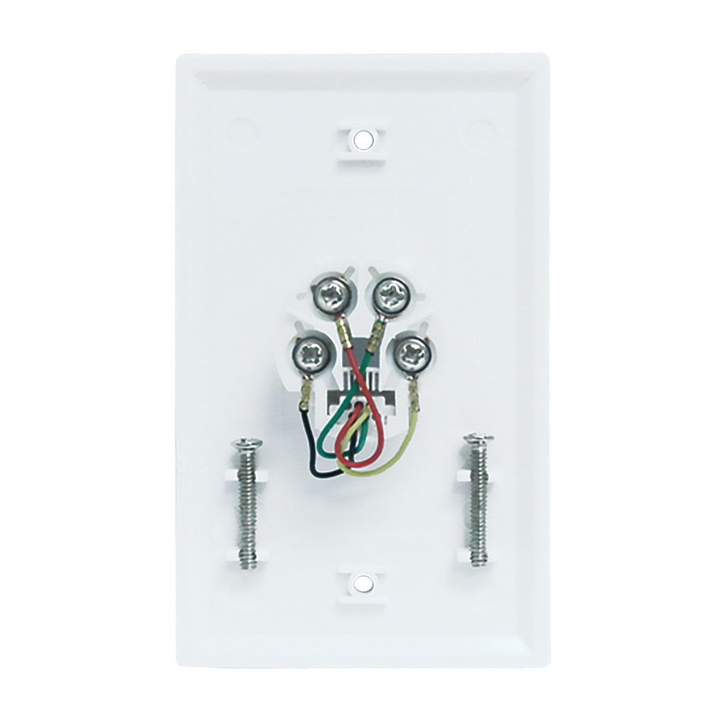 Single gang decora style telephone wall plate 6P4C - White – Generic – Wall Plate Kits (photo 2)