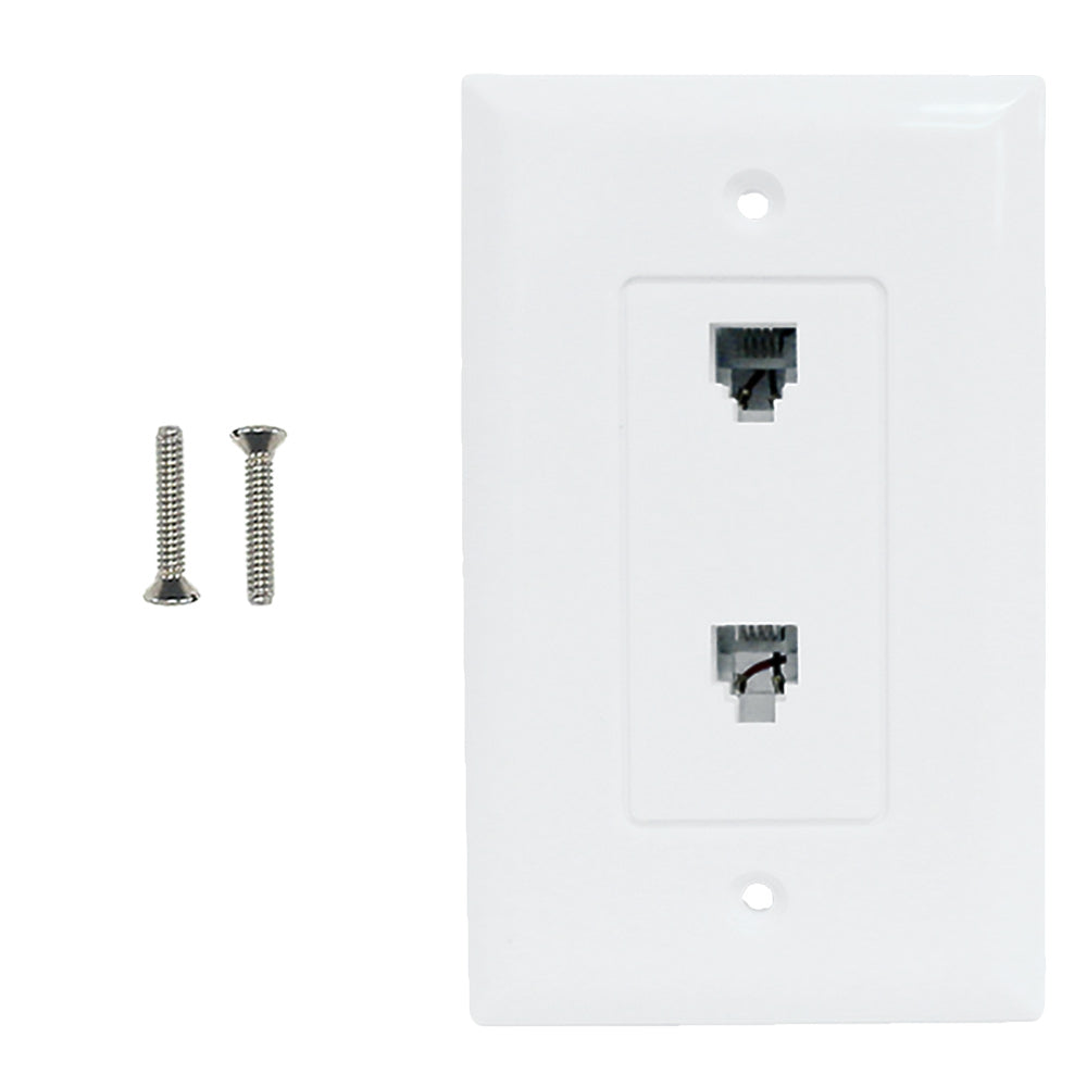 Single gang decora style 2x telephone wall plate 6P4C - White – Generic