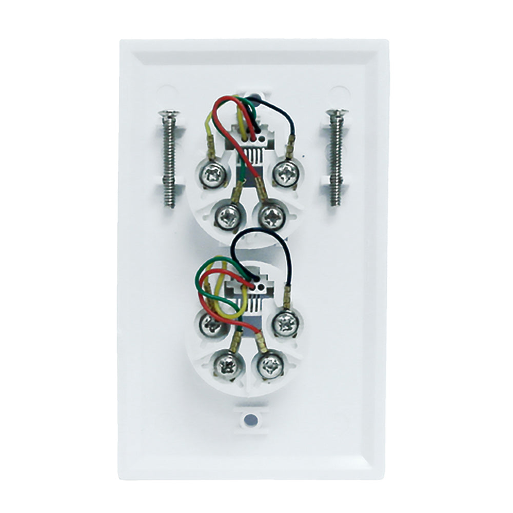 Single gang decora style 2x telephone wall plate 6P4C - White – Generic – Wall Plate Kits (photo 2)