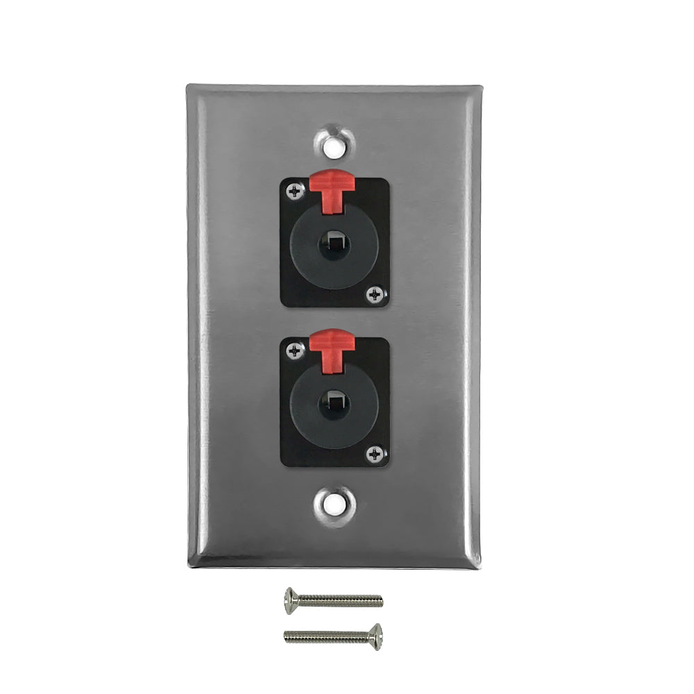 Single gang SS wall plate kit (2x TRS locking female) – Generic