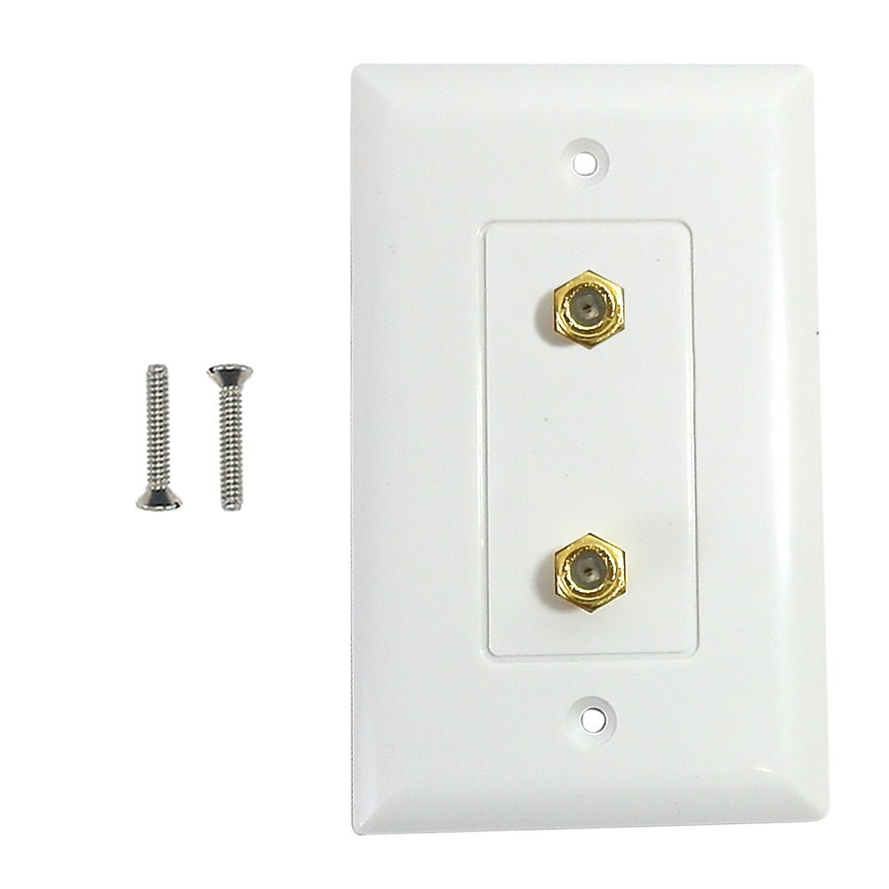 Single gang decora style 2x coax wall plate - White – Generic