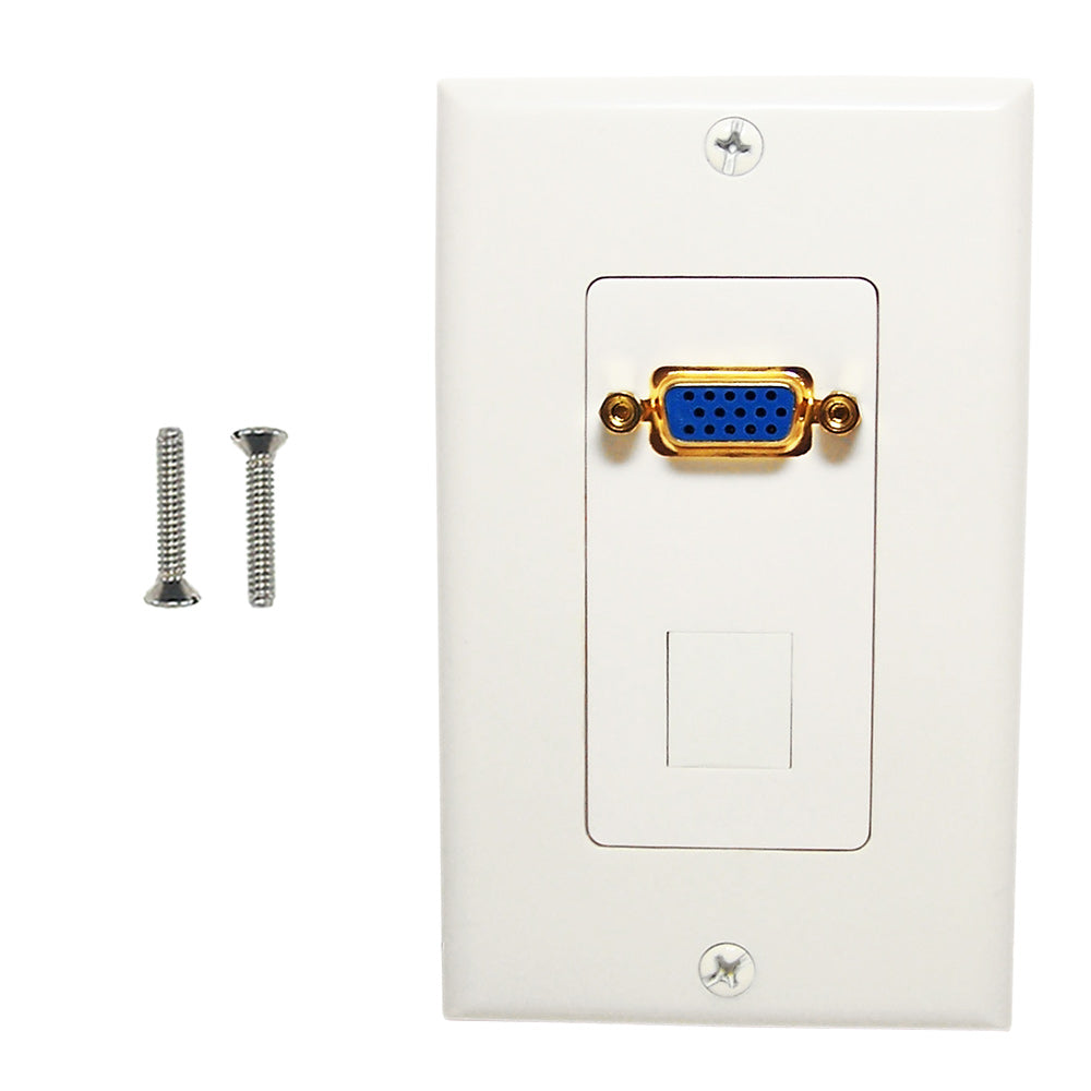 1-Port VGA Wall Plate Kit Decora White (with 1x Keystone Hole) – Generic