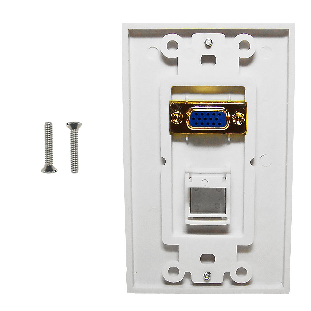 1-Port VGA Wall Plate Kit Decora White (with 1x Keystone Hole) – Generic – Wall Plate Kits (photo 2)