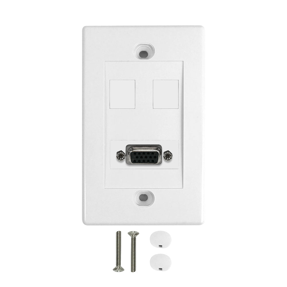 1-Port VGA Wall Plate Kit - White – Generic