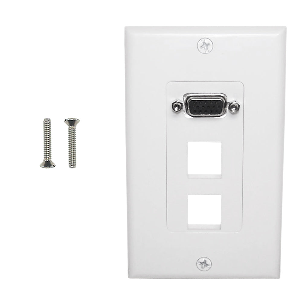 1-Port VGA Wall Plate Kit Decora White (with 2x Keystone Hole) – Generic