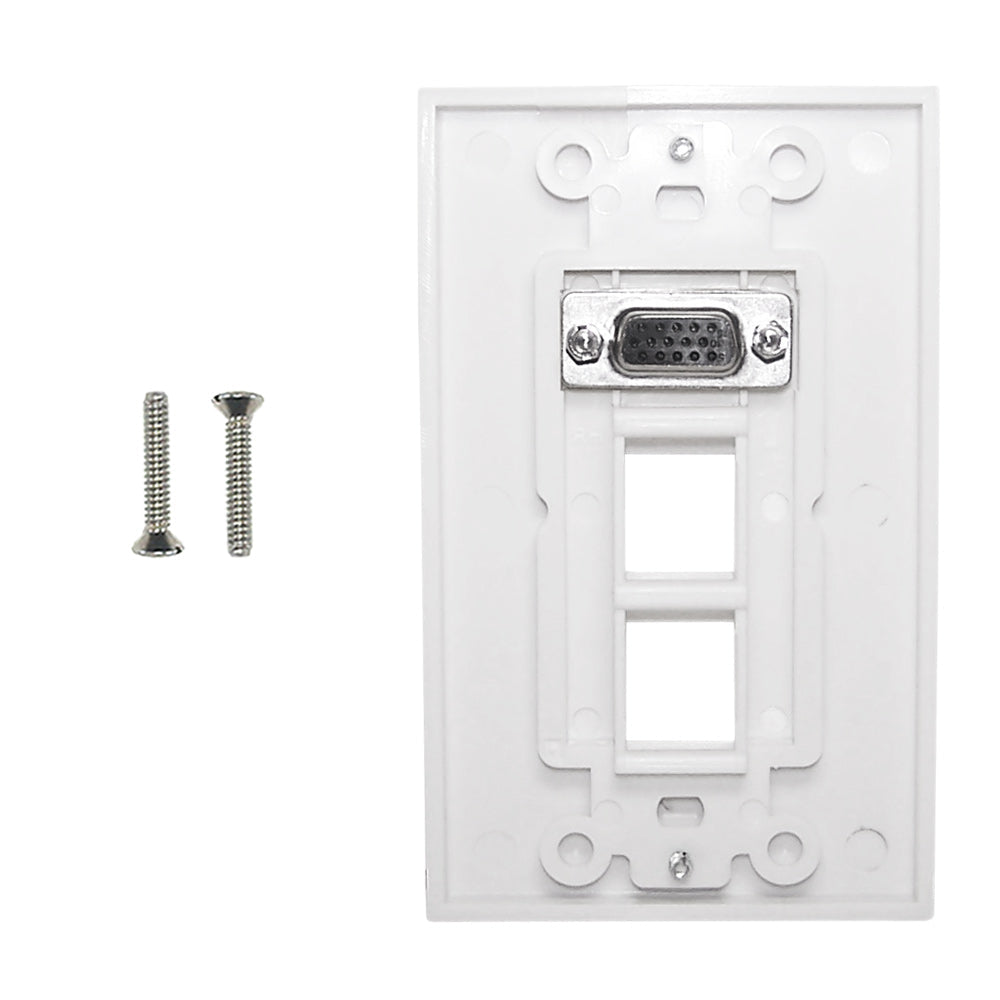 1-Port VGA Wall Plate Kit Decora White (with 2x Keystone Hole) – Generic – Wall Plate Kits (photo 2)