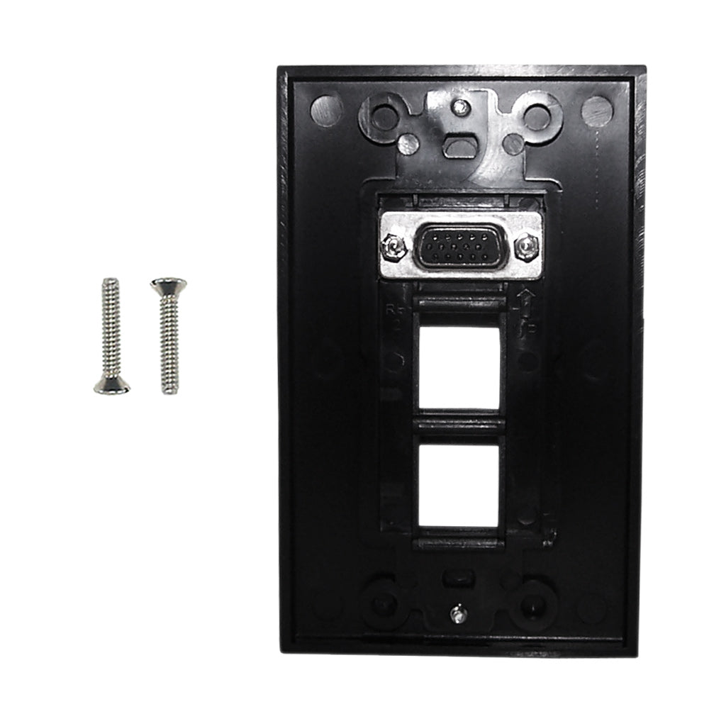 1-Port VGA Wall Plate Kit Decora Black (with 2x Keystone Hole) – Generic – Wall Plate Kits (photo 2)