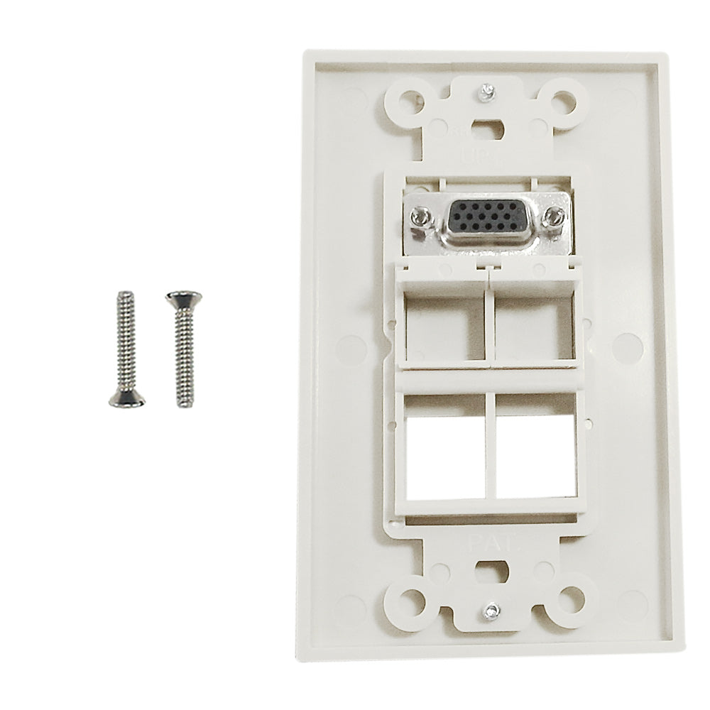 1-Port VGA Wall Plate Kit Decora White (with 4x Keystone inserts) – Generic – Wall Plate Kits (photo 2)