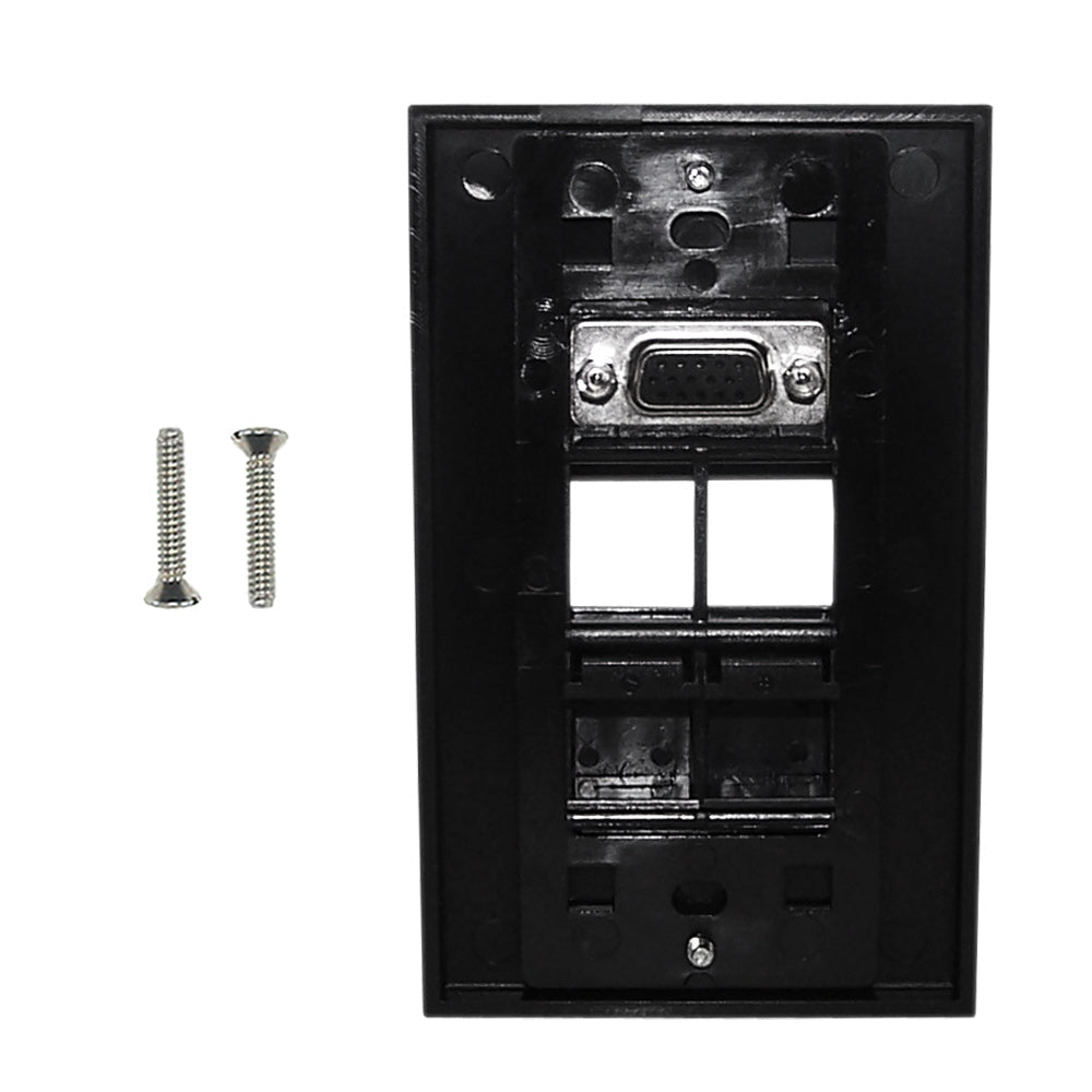 1-Port VGA Wall Plate Kit Decora Black (with 4x Keystone inserts) – Generic – Wall Plate Kits (photo 2)
