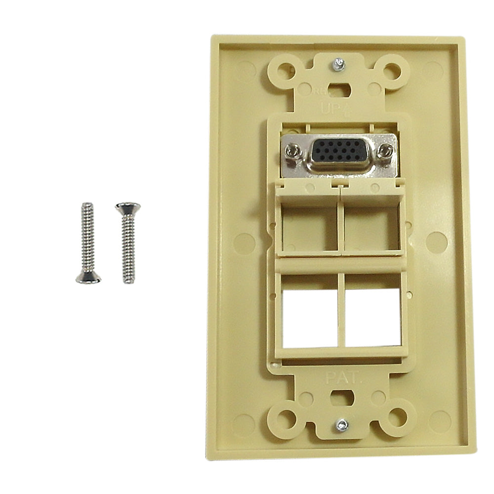 1-Port VGA Wall Plate Kit Decora Ivory (with 4x Keystone inserts) – Generic – Wall Plate Kits (photo 2)