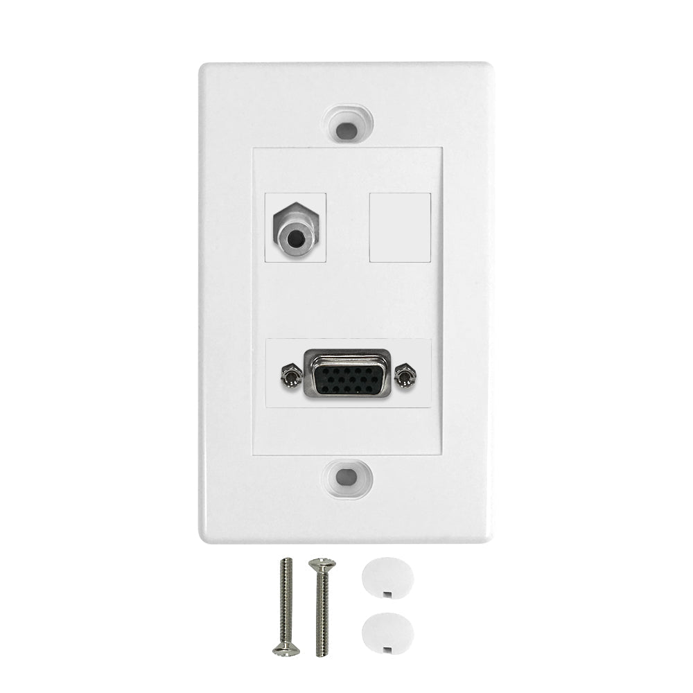 1-Port VGA + 1-Port 3.5mm Wall Plate Kit - White – Generic