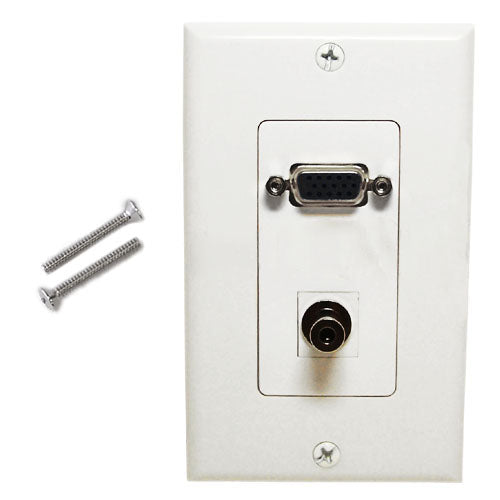 1-Port VGA + 1-Port 3.5mm Wall Plate Kit Decora White – Generic