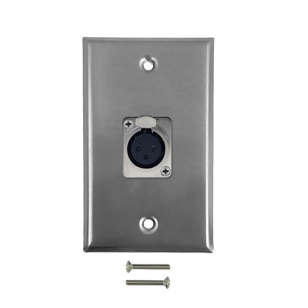 XLR 1 x Female Locking Wall Plate Kit - Stainless Steel – Generic