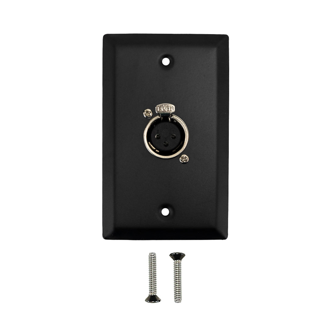 Single Gang 1 x XLR Locking Female Stainless Steel Wall Plate Kit - BLACK – Generic