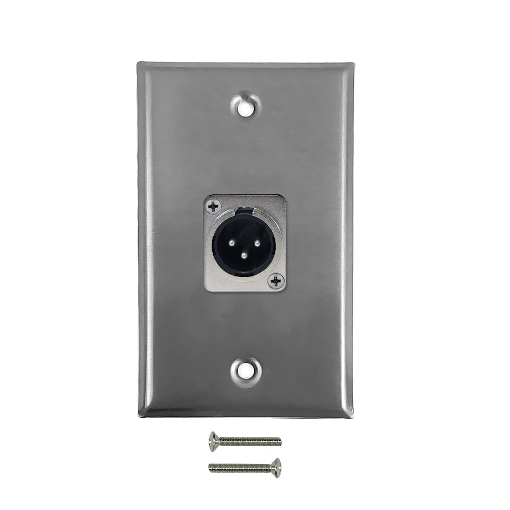 XLR 1 x Male Wall Plate Kit - Stainless Steel – Generic
