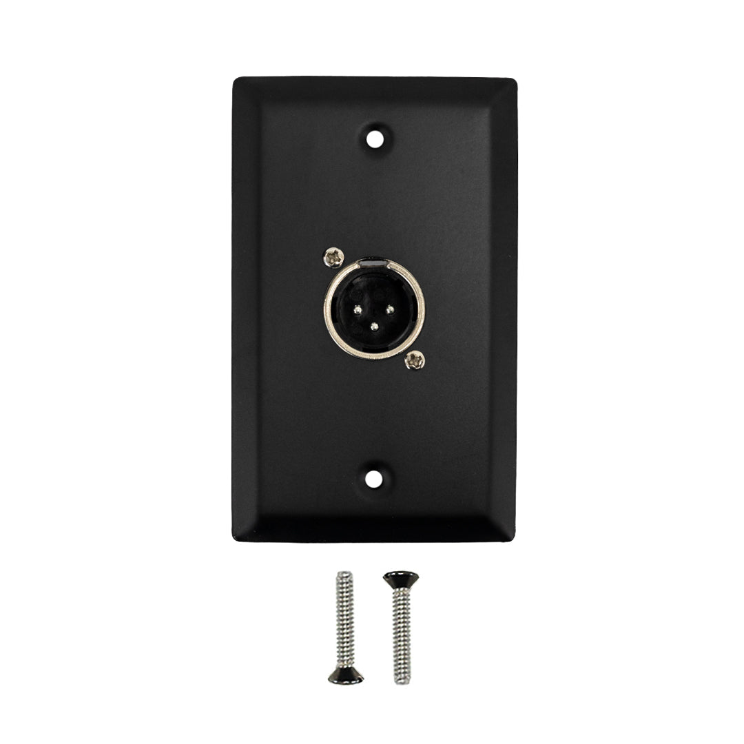 Single Gang 1 x XLR Male Stainless Steel Wall Plate Kit - BLACK – Generic – Wall Plate Kits